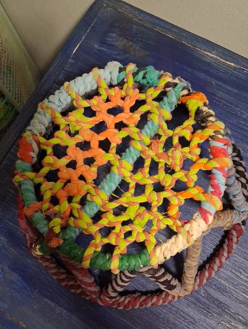 Handwoven Multicolor Decorative Rope Bowl by